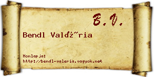 Bendl Valéria névjegykártya